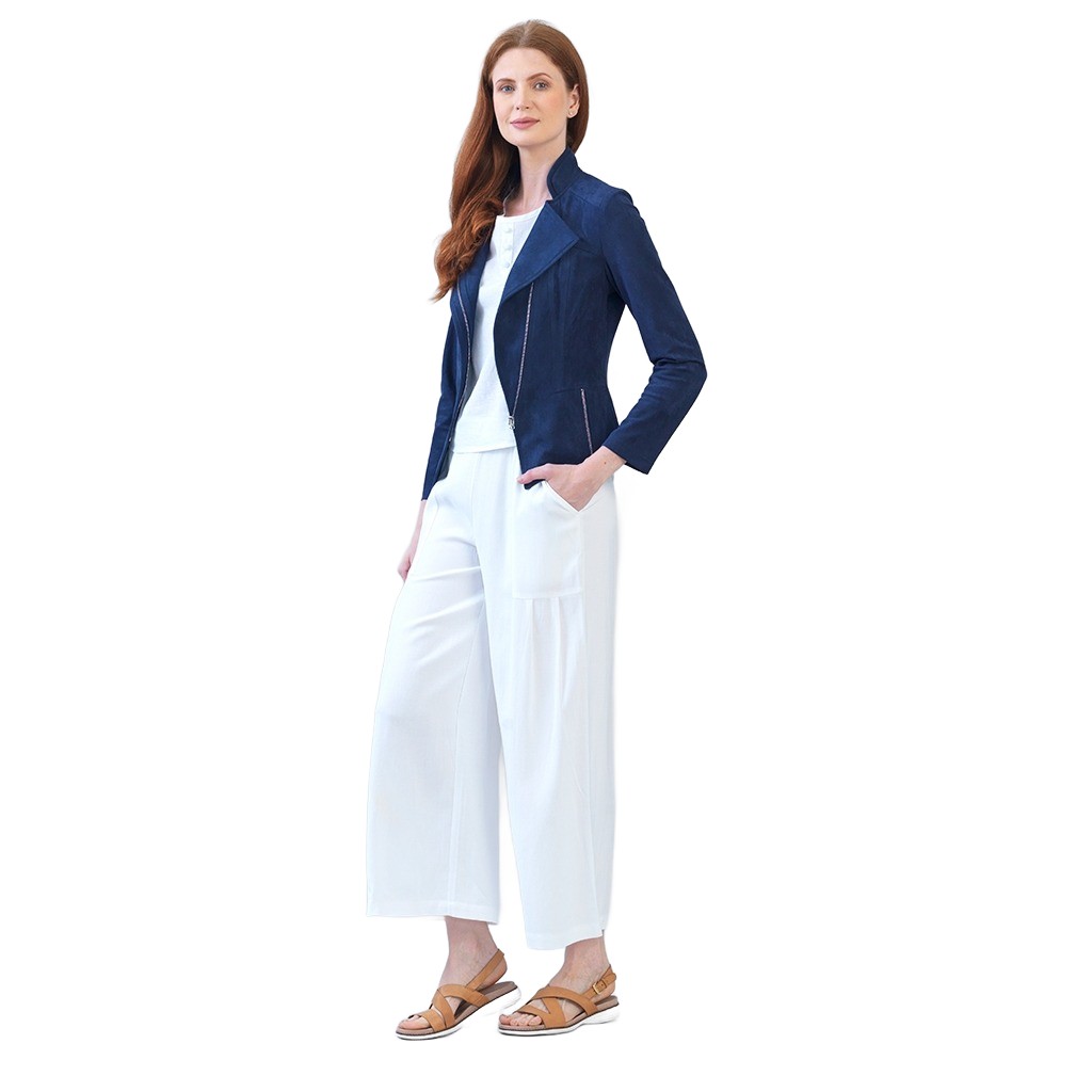 Classic Soft Suede Knit Jacket with Zip Hem Details