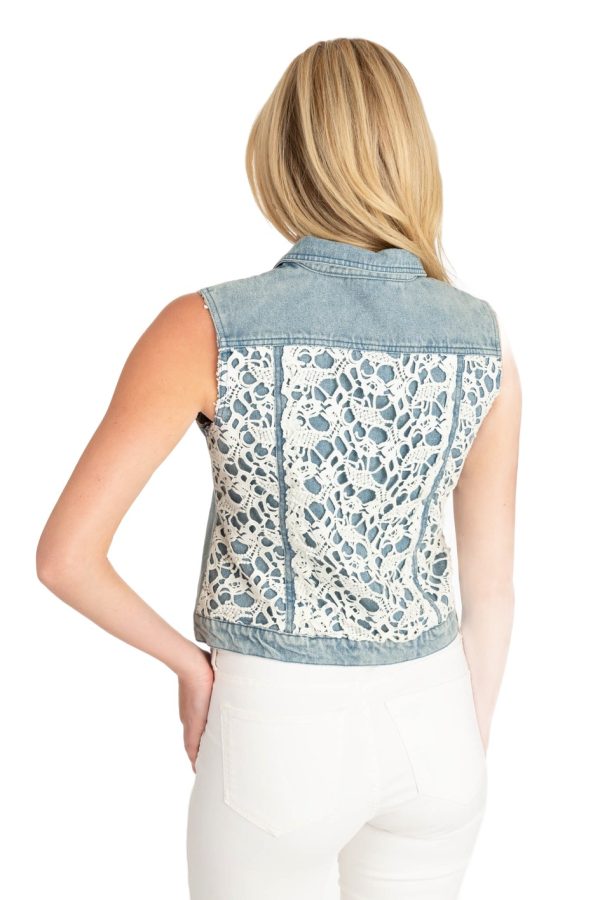 Crochet Back Denim Vest