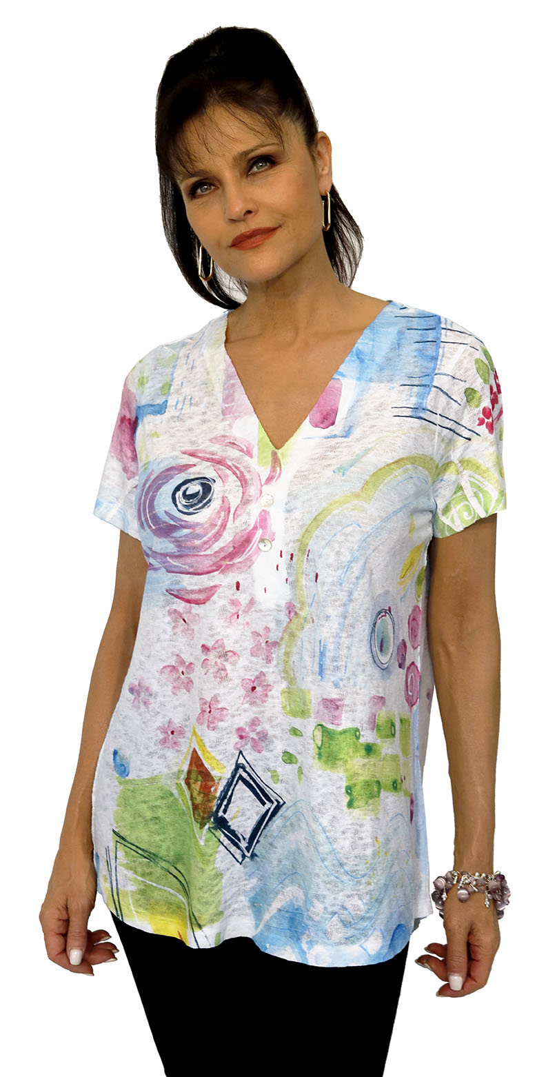 Rosey V Neck Button Top