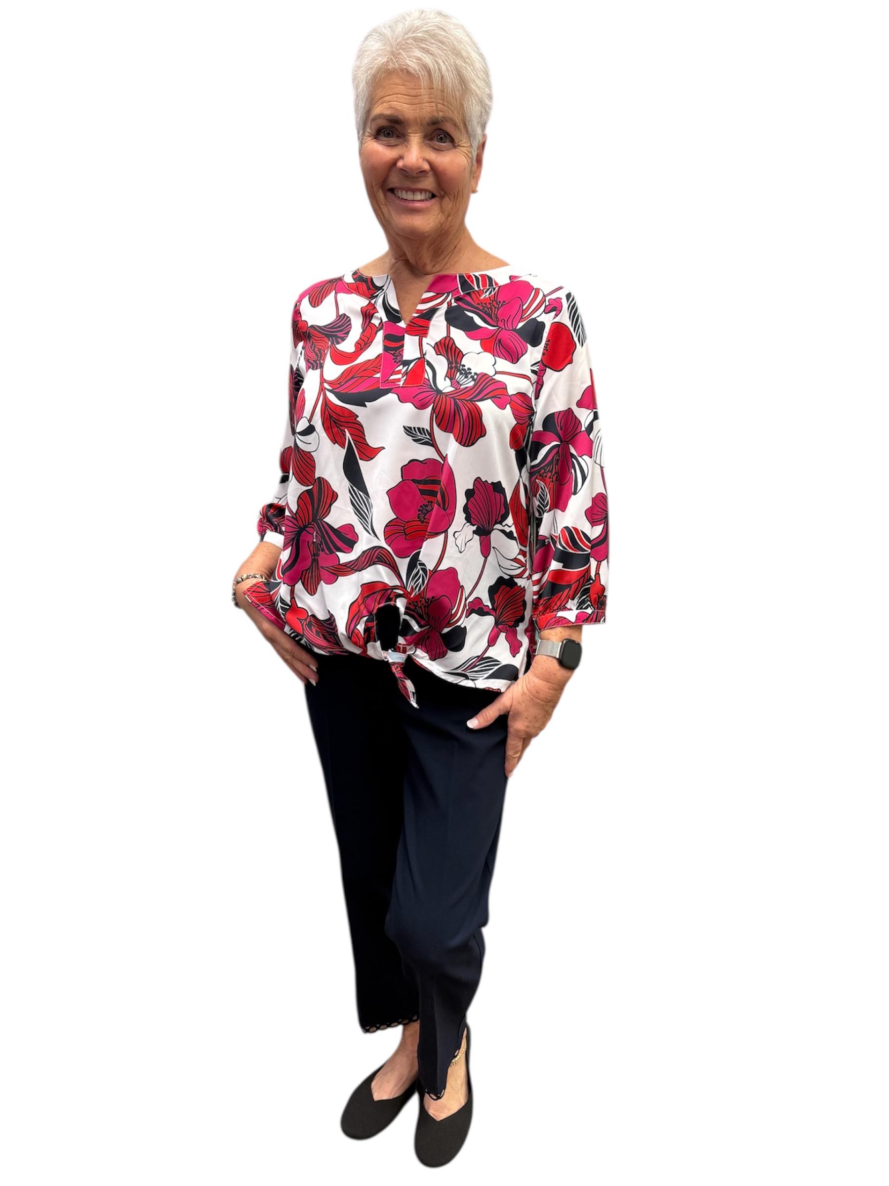 Pull On Crop Pant with Real Front and Back Pocket and Hem Trim