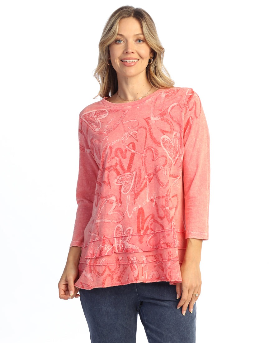 Lovebug Mineral Cotton Slub Ruffle Layered Tunic Top