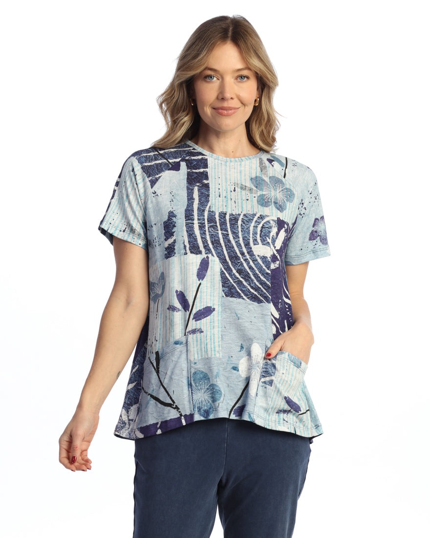 Hana Cotton Short Sleeve Top with Pocket