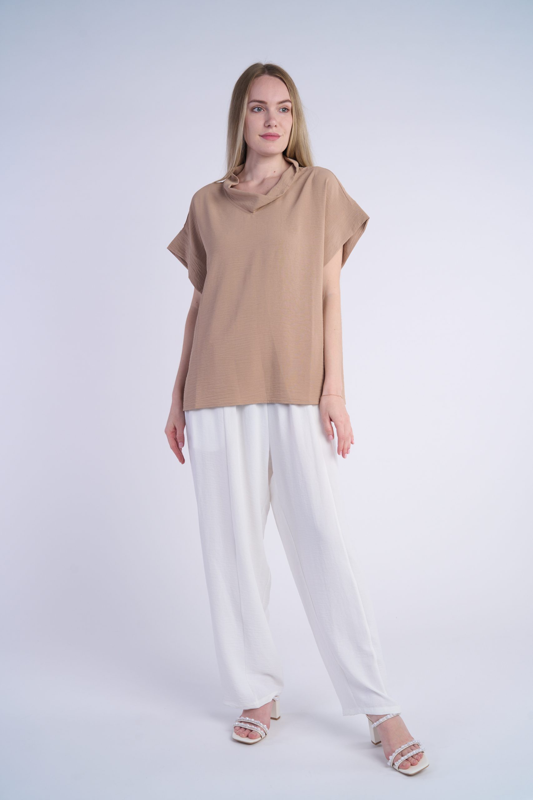 Solid Airflow Cowl Neck Top