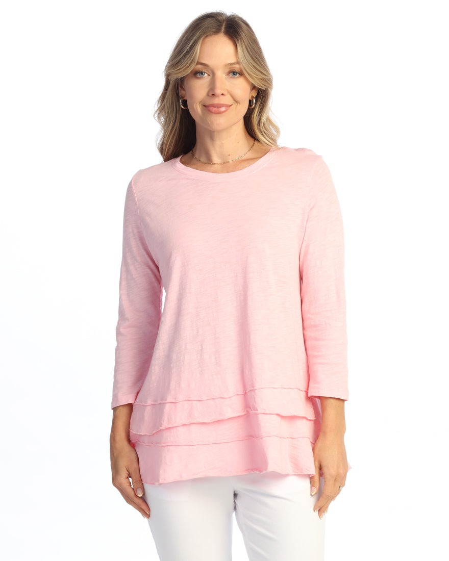 Mineral Cotton Slub Ruffle Layered Tunic Top