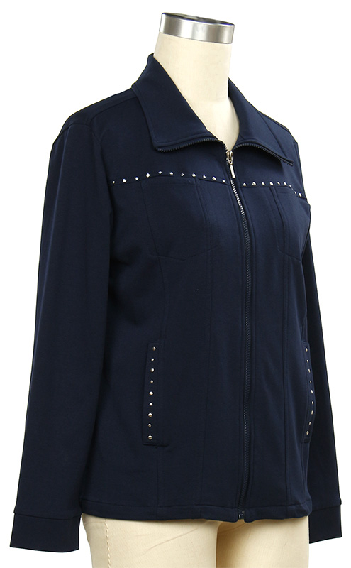 Solid Knit Jacket with Studs