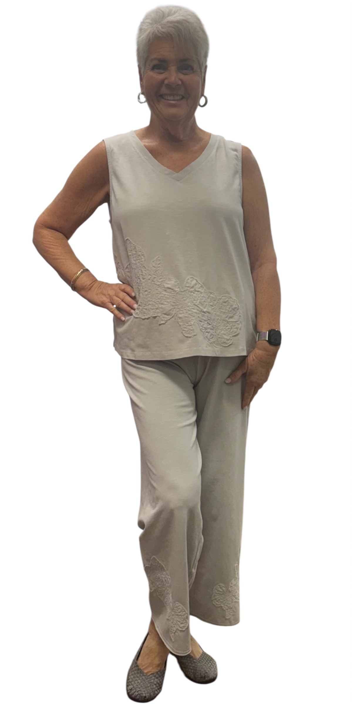 Embroidered Applique V Tank