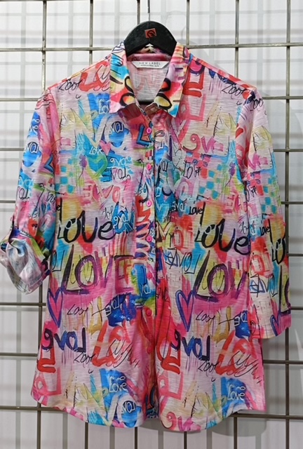 Love Button Up Top