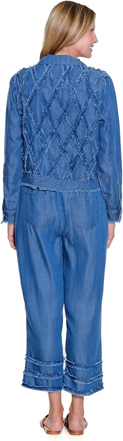 Drawstring Waist Fringe Strip Crop Pant