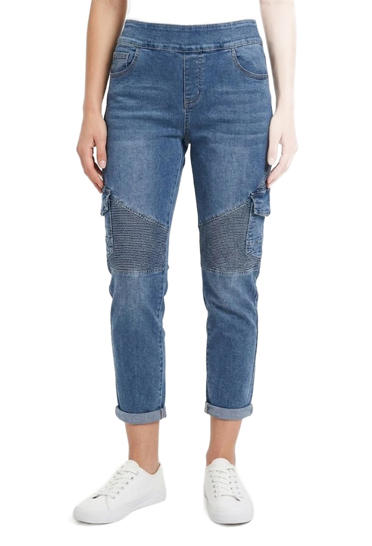 Cargo Puckered Pull-On Jean – Blue
