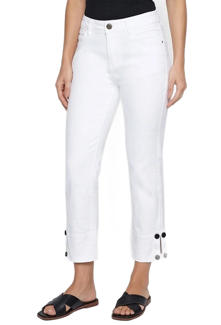 Agile Button Cuff Capri – White