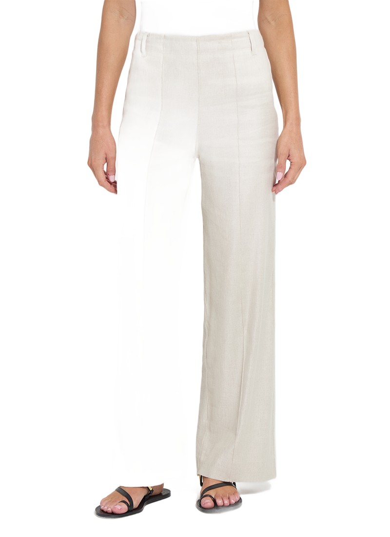 Gabriela Linen Hi Waist Pintuck Wide Leg Pant