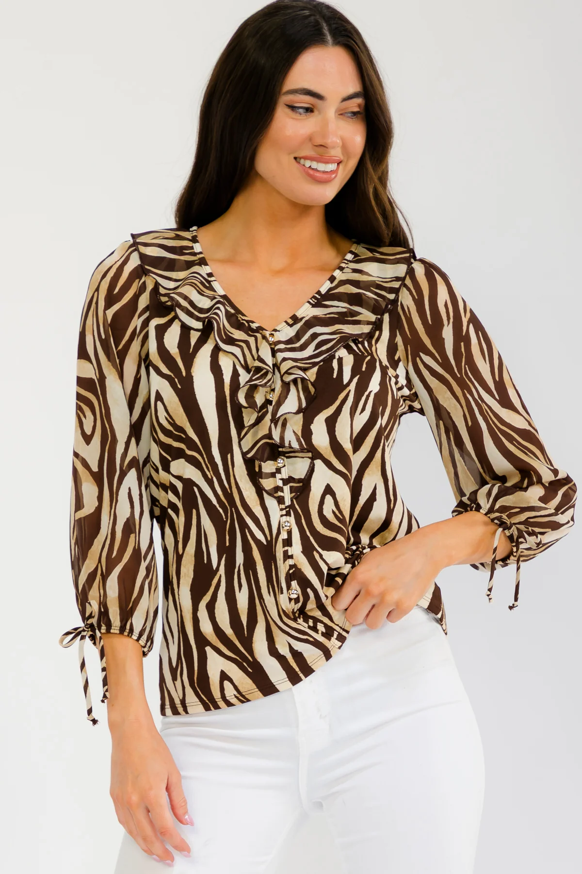 Flowy Zebra Cascade Blouse