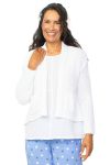 White Fisherman Rib Pullover Cardigan