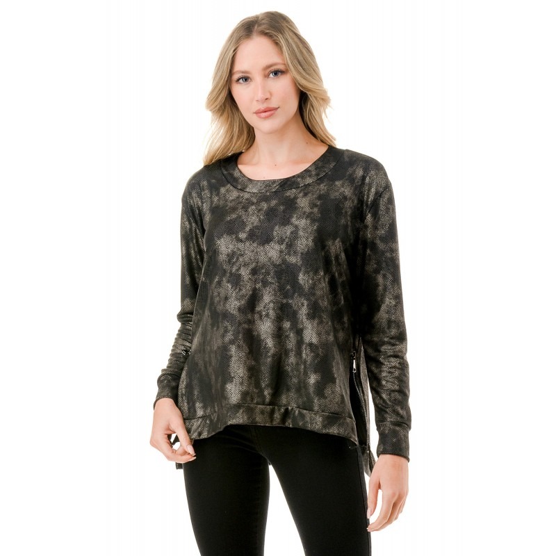 Zipper Detail Hi Lo Top