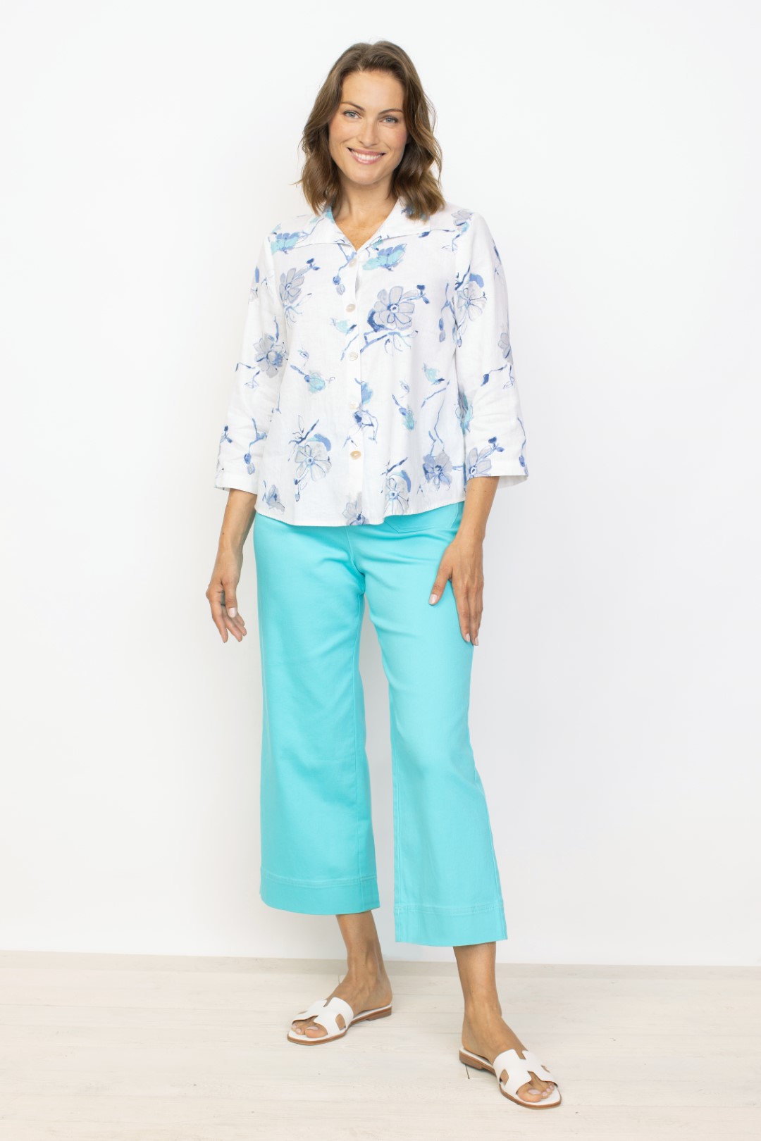 Linen Floral Retro Swing Shirt