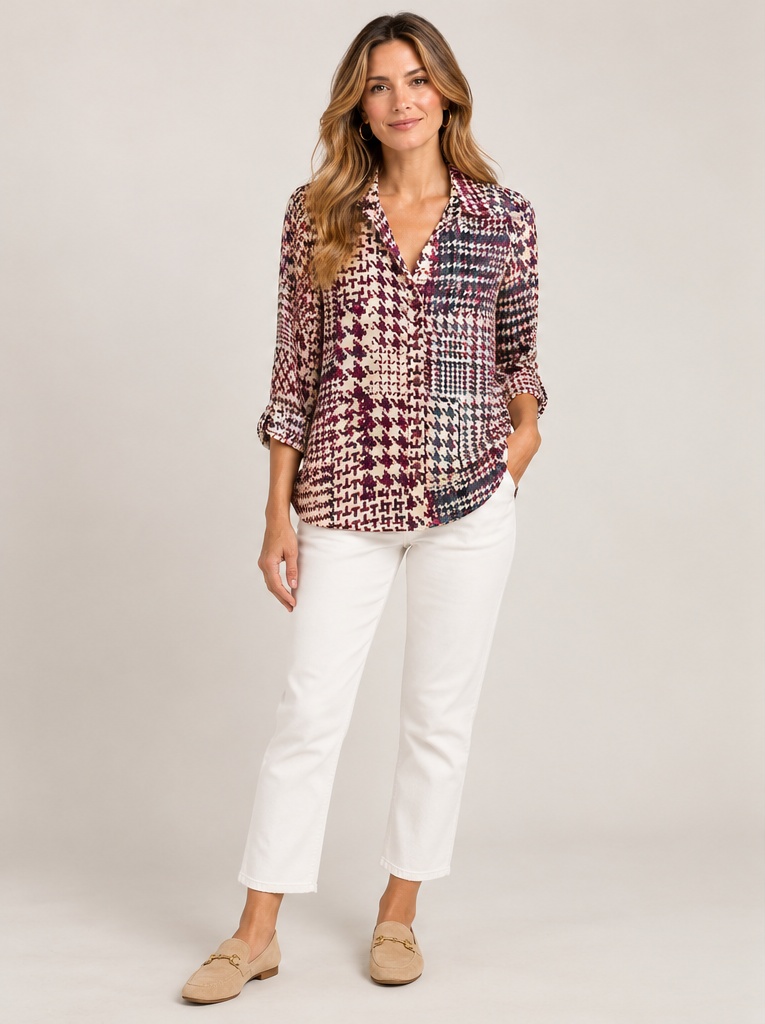 Cuffed Sleeve Woven Shirt