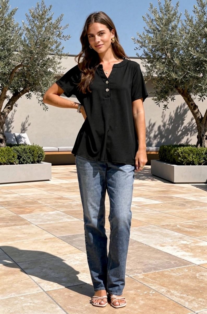Button Neck Top